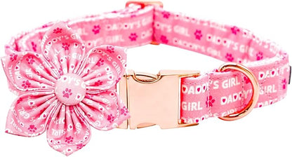 Lionheart glory Valentine's Day Dog Collar with Flower Dog Collars Pink Collars for Small Dogs, Spring Pet Puppy Collar Flowers
