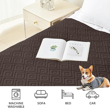 hyha Waterproof Dog Blanket, Soft Dog Bed Cover Pet Blankets, Waterproof Sofa Couch Cover for Dogs Washable, Reversible Pet Couch Covers for Sofa Furniture (30x70 Inch, Chocolate/Chocolate)