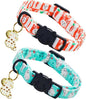 Easter Cat Collar-2 Pack Collars White and Orange Rabbit Print Breakaway with Kitten and Bell Pendant Safety Buckle Adjustable Pet Collar Gift for Cats and Small Pets