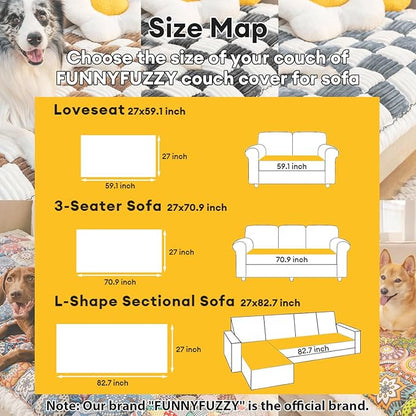 FUNNY FUZZY Pet Couch Covers for Sofa, Couch Covers for Dogs Washable Dog Couch Cover Protector Cream-Colored Furniture Sofa Covers for Dog Handmade Pure Cotton Pet Bed Mat (Brown, 23.6"×63")