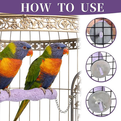 Bird Beak Grinding Stone, 2 Pcs Parrot Resin Beak Grinder Stones Anti-Slip Parakeet Nail Trimming Stick Platform Foot Claws Trimmer for Parrot Cage Accessories