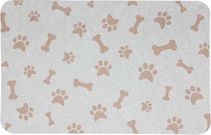 YCT Dog Food & Water Mat - Absorbent Non-Slip Pet Supplies Mat, 11.8"x18.1" Beige