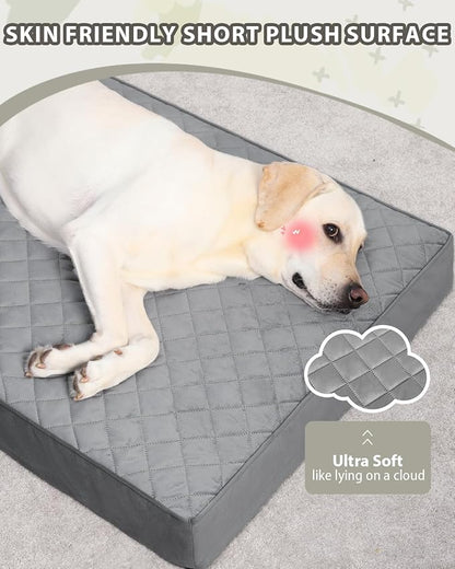 Orthopedic Dog Beds for Extra Large Dogs Waterproof Pet Mattress with Removable Washable Cover and Non-Slip Bottom, Quilting Bed for Crate, 47x29 Inch, Dark Gray