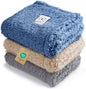 Luciphia 1 Pack 3 Calming Dog Blanket Fluffy Premium Fleece Pet Blankets Soft Sherpa Throw for Dogs Puppy Cat Grey/Beige/HazeBlue Medium (30" x20")