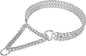 Silver Dog Chain Collar - Stainless Steel, Adjustable Walking, Metal Cuban Link, Chew Proof Double Row Chain Collar for Large, Small, Medium Dogs
