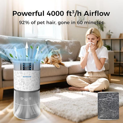 Air Purifier for Home Pets with Smart WiFi up to 4000Ft², H13 HEPA for Floating Pet Hair, Dander & Pet Odor, 7-Stage Filter, Electronic Aromatherapy Diffuse, 360° Wide Intake,22dB Ultra Quiet