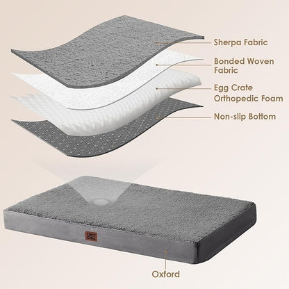EHEYCIGA Orthopedic XXL Dog Beds for Jumbo Dogs with Removable Washable Cover,Light Grey, 50x36