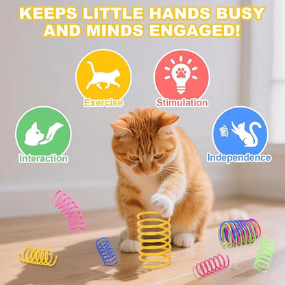 2-Pack Interactive Cat Toys Ball for indoor Cats＆Dog,Automatic Cat Toy 360° Auto-Rotation Smart Obstacle Avoidance,Includes 4 Cat Spiral Spring,Cat Enrichment Toys for Indoor Cats (Yellow＆Blue)