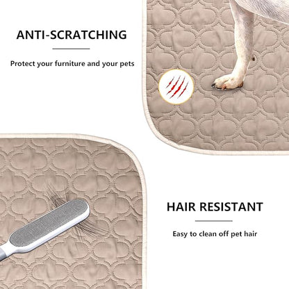 Waterproof Blanket for Bed, Reversible Dog Couch Cover Pet Sofa Furniture Protector Machine Washable King Size(82x102 Inch, Cream+Khaki)