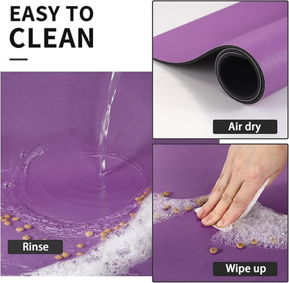 Dog Food Mat - Absorbent Cat Mat for Food and Water, No Stains Pet Feeding Bowl Mat, Easy to Clean Pet Placemats, Quick Dry Dog Water Dispenser Mat for Messy Drinkers | Purple 12"x 19"