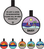 Silent Dog Tag Personalized with 5 Lines of Custom Deep Engraved Durable Soundless Silicone Pet ID Name Tag Round Beach Purple