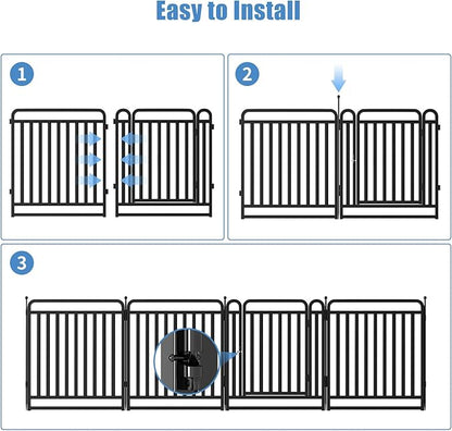 New Thickened Version Dog Playpen, 32 Inch Dog Fences for The Yard, Portable Outdoor Dog Playpen for Large/Medium/Small Dogs, Foldable Metal Dog playpen, with Doors (40 Panels, 32 Inch)