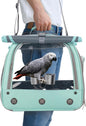 Bird Carrier Parrot Travel Cage with Perch, Food Bowl, Tray and Breathable Clear Window, Bird Travel Bag for African Gray Cockatiel Caique Conure Quaker, for Vetting Camping Hiking (Blue)