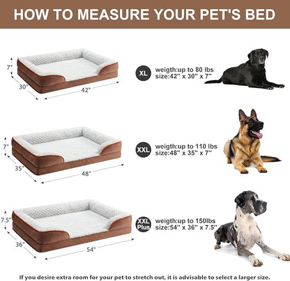 Orthopedic Dog Bed for Large Dogs, Egg Crate Foam Bed for Large Dogs, Equipped with Removable Waterproof Pillow Cover and Anti-Slip Bottom, Pet Bed