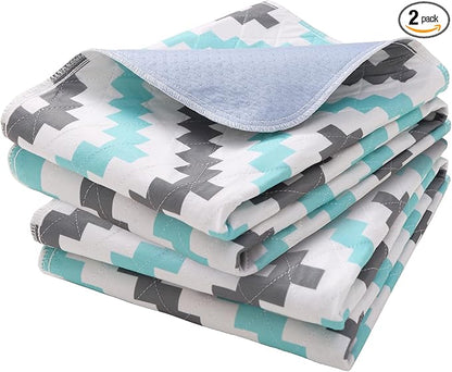 OUTCREATOR® Washable Bed Pads 34" x 56" (Pack of 2), Incontinence Mattress Protector, Anti-Slip Waterproof Underpads for Adults Kids Elderly Pets, Absorbency & Reusable Bedwetting Pads (Wave)
