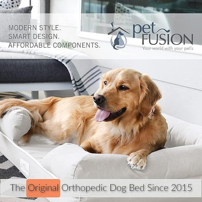 PetFusion Ultimate Dog Bed, Orthopedic Memory Foam, Multiple Sizes/Colors, Medium Firmness Pillow, Waterproof Liner, YKK Zippers, Breathable 35% Cotton Cover,1yr. Warranty,Brown, X-Large (44x34")