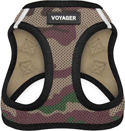 Best Pet Supplies - All Weather Mesh/Plush, Reflective, No Pull Harness for Small, Medium Dogs, Cats - Secure with Hook & Loop Fastener, Buckle, Double D-Rings - Army/Black Trim, S
