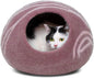 MEOWFIA Cat Cave – Premium Felt Cat Bed for Indoor Cats, Handmade Merino Wool (Gold Rose, Large)