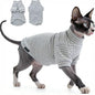 Fleece Sphynx Cat Clothes Soft Hairless Cat Clothes Pullover Cat Sweater for Chihuahua All Season Light and Warm Kitten Cloth for Cats Only Puppy Clothes Small Dog Sweater (Gray Striped, Small)