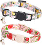 Cat Collar-2 Pack Cat Collars bee & Strawberry Cat Collar Breakaway with Kitten and Bell Pendant Safety Buckle Adjustable Cute Pet Collar for Girl Cats Gift for Cats and Small Pets