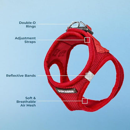 Best Pet Supplies Voyager Step-in Air Harness - All Weather Mesh, Reflective, No Pull Harness for Dogs, Cats - Secure with Hook & Loop Fastener, Buckle, Double D-Rings - Red, M