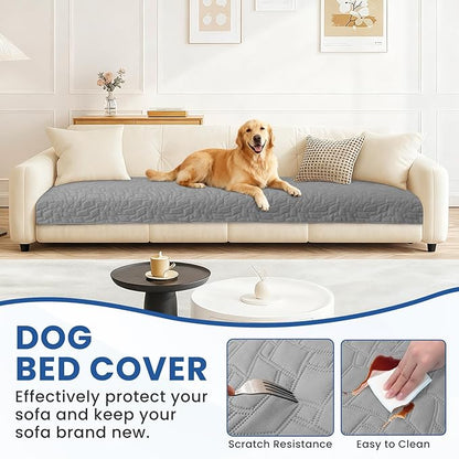 Waterproof Dog Bed Cover Pet Blanket, Soft Couch Cover for Dogs Washable, Non-Slip Dog Blanket Protect Furniture Couch Sofa Car for Puppy Large Dogs Cat (82x102 Inch, Light Grey)