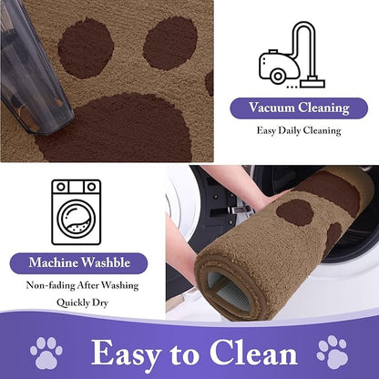 Buganda Dog Door Mat for Muddy Paws, Absorbent Dirt Trapper Non Slip Indoor Doormats, Washable Low-Profile Mat for Mud Dogs, Entryway Carpet for Inside Floor (48x30 Inches, Beige)