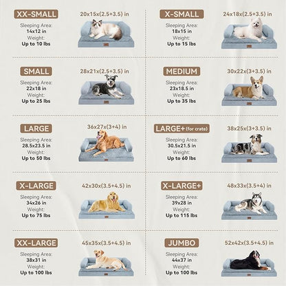 Large Dog Bed Orthopedic Washable - Beds Bolster - Medium XL XLarge Big Dogs - Memory Foam Couch Sofa - Waterproof with Removable Cover