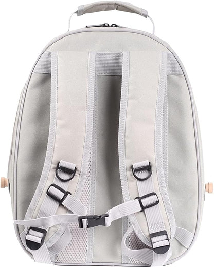 Bird Traval Carrier Cage, Multi Vent Holes Clear Space Capsule Astronaut Backpack to Carry Parakeet Cockatiel Parrot with Metal Tray Wood Perch, Vet Transport Book Bag