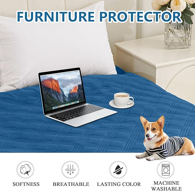 hyha Waterproof Dog Blanket, Reversible Pet Bed Blanket, Soft Sofa Couch Cover for Dogs Washable, Waterproof Pet Couch Covers for Sofa Puppy Cats Furniture Protector(40"x80", Navy Blue/Navy Blue)