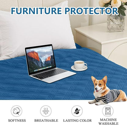 hyha Waterproof Dog Blanket, Reversible Pet Bed Blanket, Soft Sofa Couch Cover for Dogs Washable, Waterproof Pet Couch Covers for Sofa Puppy Cats Furniture Protector(30"x70", Navy Blue/Navy Blue)