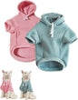 QWINEE Basic Dog Hoodie Sweatshirt Puppy Sweater Warm Cat Costumes Pet Clothes for Chihuahua Puppy Kitten Small Medium Dogs Pink and Green Medium