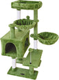 KIYUMI Cat Tree Cat Tower Condo with Sisal Scratching Post for Indoor Cats Cat Tree Cat Furniture with Hammock Perch and Kitten Ball Toys, Multi-Level Pet Activity Center Green
