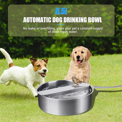 Automatic Dog Water Bowl Dispenser Large Breed Stainless Steel Auto Fill Dog Waterer with Float Valve Livestock Water Trough for Large Dogs Cats Chicken Livestock