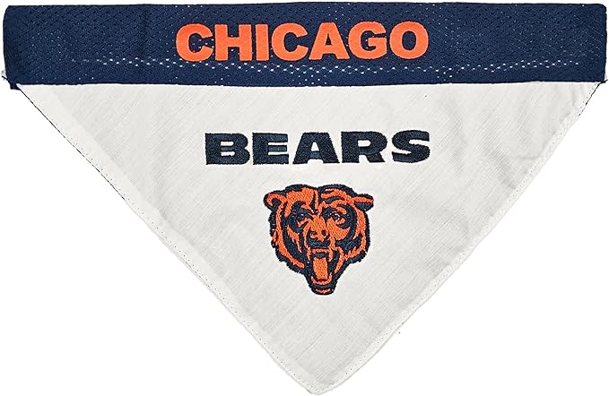 Pets First NFL DOG BANDANA - CHICAGO BEARS REVERSIBLE PET BANDANA. 2 Sided Sports Bandana with a PREMIUM Embroidery TEAM LOGO, Large/X-Large. - 2 Sizes & 32 NFL Teams available