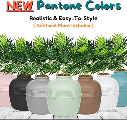Good Pet Stuff Hidden Litter Box Planter, Decorative Cat Litter Enclosure with Carbon Filter, Artificial Plant, Easy Clean, Improved Design, Round Style, Base Kit, Sage Green