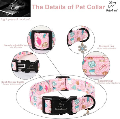 Christmas Dog Collar for Puppy Small Dogs - Cute Snowflake Print Pink Christmas Collars for Dogs, Soft Adjustable Winter Holiday Dog Collars with Quick Release Buckle XS