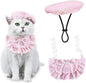 HOWWFALY 2PCS Cat Beret Hat with Pearl Bowtie, Adjustable Bandana Scarf Set Pet Princess Costume for Halloween Christmas, Cat Dog Birthday Party Apparel (Pink Pearl)