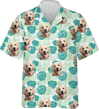 DILYPOD Custom Hawaiian Shirt with Face, Personalized Button Down Hawaiian Shirts for Men, Women, Photo Hawaiians Shirt