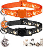 2Pcs Breakaway Cats Collars Cat Collars for Boy & Girl Cats Adjustable Kitten Collars with Bell,Black+Tangerine