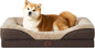 EHEYCIGA Orthopedic Dog Bed for Large Sized Dog, 36x27x7 Inch Large Memory Foam Dog Couch Bed with Sides, Waterproof Liner & Washable Removable Cover, Bolster Pet Sofa, Brown
