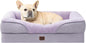 EHEYCIGA Orthopedic Dog Bed for Medium Dog, 30x20x6.5 Inch Memory Foam Dog Couch Bed with Sides, Waterproof Liner & Washable Removable Cover, Bolster Pet Sofa, Purple