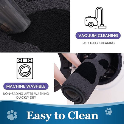 Buganda Dog Door Mat for Muddy Paws, Absorbent Dirt Trapper Washable Indoor Doormats, Non Slip Low-Profile Mud Mat for Dogs, Front Entrance Doormat for Inside Floor (59x35 Inches, Black)