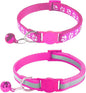 2 Pack Breakaway Cat Collars with Bells, Reflective Design and Claw Print Design, Safety Buckle, Adjustable 7.5-12.5 Inches for Kittens & Cats (Rose)