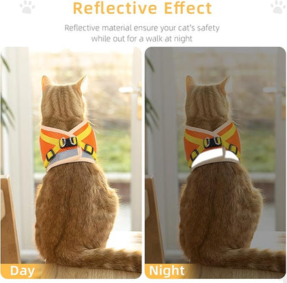 Cat & Dog Vest Harness - All Weather Mesh, Reflective Strap, Step-in Adjustable for Small Cats & Dogs (Orange, Small)