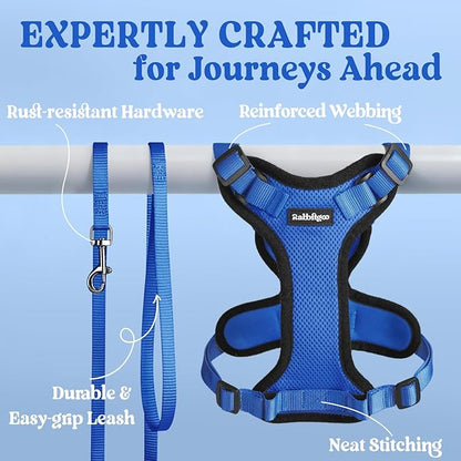 rabbitgoo Cat Harness and Leash for Walking, Escape Proof Soft Adjustable Vest Harnesses for Cats, Easy Control Breathable Reflective Strips Jacket, Navy Blue, S