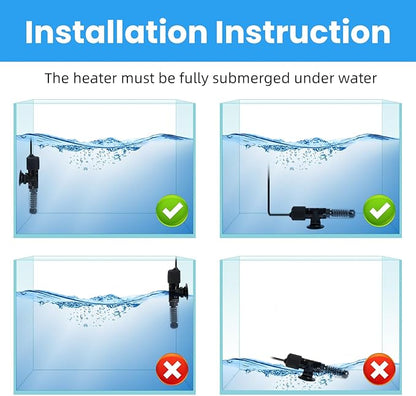 AQUANEAT Aquarium Heater, 25W Small Betta Fish Tank Heater, Mini Preset Water Thermostat with a Thermometer