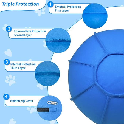 Herding Ball for Dogs, Dual Layered Herding Dog Ball Set for Australian Shepherd, Cattle, Collie, for Dog, Agility Equipment- Free Training Book (Blue, 18 inch)