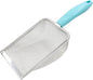Hordion Cat Litter Scoop Stainless Steel Mesh Scooper, 2mm Mesh Non-Stick Coated Metal Litter Shovel Fine Sand Litter Scooper for Litter Box Kitten Pooper Lifter, Cyan