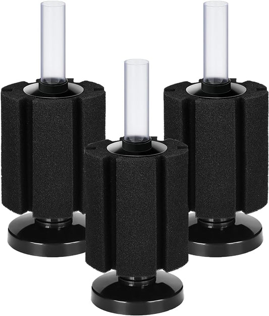 AQUANEAT 3 Pack Aquarium Bio Sponge Filter Breeding Fry Betta Shrimp Nano Fish Tank(M Large up to 50Gal)
